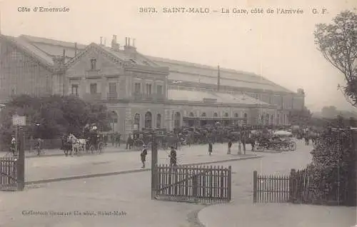 Frankreich Saint Malo Gare Bahnhof Waggons Vintage Postkarte