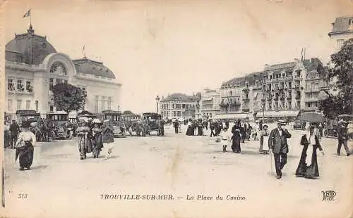 Frankreich Trouville Sur Mer Place du Casino Autos Vintage Postkarte