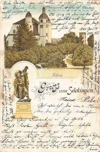 Deutschland Gruss aus Saeckingen Litho Vintage Postkarte