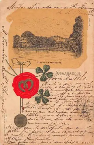 Deutschland Gruss aus Wiesbaden 1901 Litho Vintage Postkarte