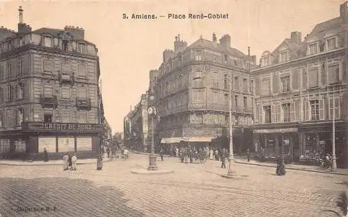Frankreich Amiens Place Rene Kelch Credit du Nord Uhr Vintage Postkarte