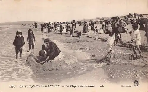 Frankreich Touquet Paris Plage a maree haute Kinder Strand Vintage Postkarte