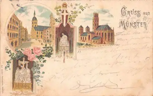 Deutschland Gruss aus Münster 1897 Litho Vintage Postkarte