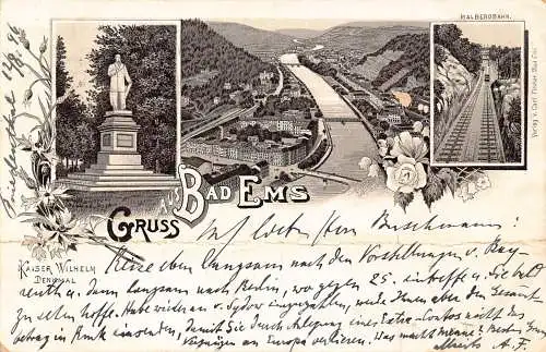 Deutschland Gruss aus Bad Ems 1896 Litho Vintage Postkarte