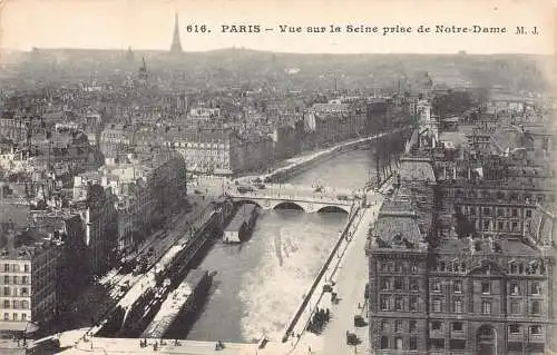 Frankreich Paris Vue sur Seine prise Notre Dame Brücken Vintage Postkarte