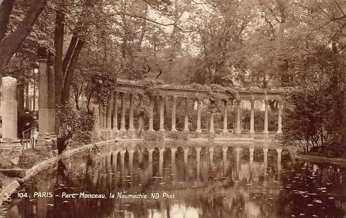 Frankreich Paris Parc Monceau la Naumachie See Vintage Postkarte