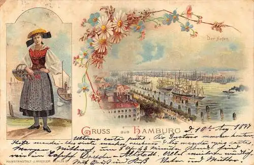 Deutschland Gruss aus Hamburg 1897 Litho Vintage Postkarte