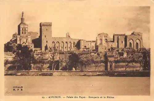 Frankreich Avignon Palais des Papes Remparts et Rhone Vintage Postkarte
