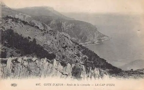 Frankreich Cote d'Azur Roule de la Corniche Cap d'eze Vintage Postkarte