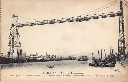 Frankreich Rouen Le Pont Transbordeur Boote Vintage Postkarte