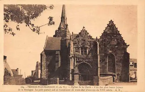 Frankreich Perros Ploumanach Eglise de la Clarte Kirche Vintage Postkarte