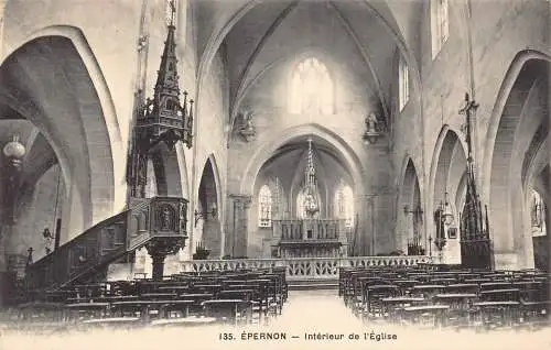 Frankreich Epernon Innenraum der Kirche Vintage Postkarte