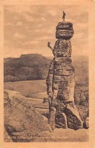 Deutschland Saechs Schweiz Barbarine Pfaffenstein Bergsteiger Postkarte