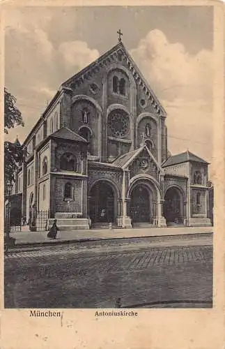 Deutschland 1919 München Antoniuskirche Kirche Vintage Postkarte