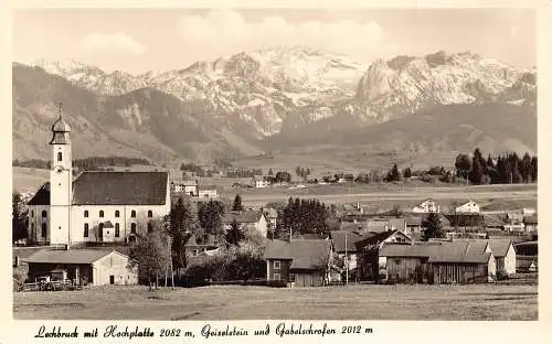 Deutschland Lechbruck mit Hochplatte Geiselstein und Gabelschrofen RPPC Postkarte