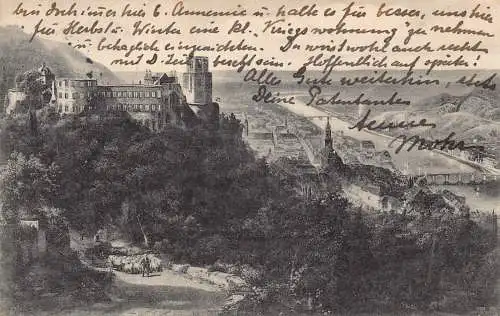 Deutschland 1915 Heidelberger Schloss 1. Weltkrieg Feldpost Vintage Postkarte