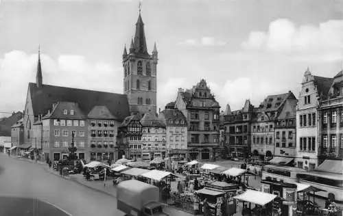 Deutschland Trier ad Mosel Marktplatz Gangolfkirche Kirche RPPC Vintage Postkarte