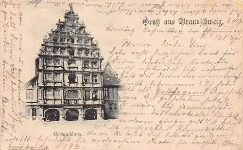 Deutschland 1898 Gruss aus Braunschweig Gewandhaus Vintage Postkarte