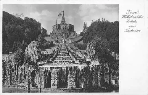 Deutschland 1935 Kassel Wilhelmshöhe Herkules und Wasserfall Vintage Postkarte