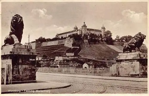 Deutschland 1931 Würzburg Festung Schloss Marienberg Vintage Postkarte