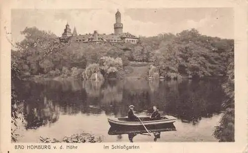Deutschland 1927 Bad Homburg vd Höhe Im Schlossgarten See Boot Vintage Postkarte