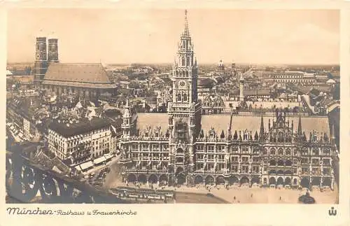 Deutschland 1938 München München Rathaus Frauenkirche Kirche Vintage Postkarte