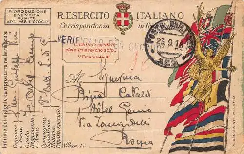Italien 1918 Wappen Flagge Patriotische Ganzsache Karte