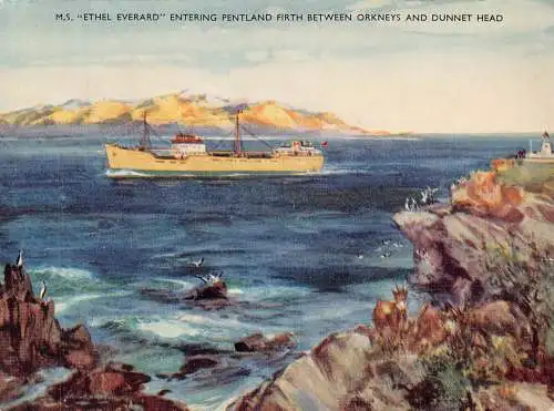 Schiffe MS Ethel Everard betreten Pentland Firth btw Orkneys und Dunnet Postkarte