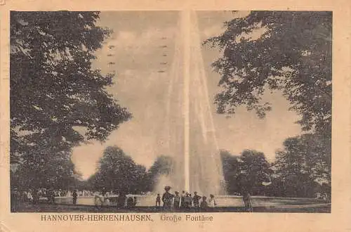 Deutschland 1919 Hannover Herrenhausen Großer Fontaene Brunnen Vintage Postkarte