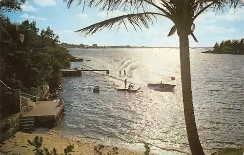 Bermuda 1955 Wasserski Paget Vintage Postkarte