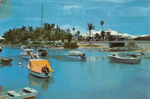 Bermuda 1969 Harbor Flatts Inlet Regierung Aquarium Boote Vintage Postkarte