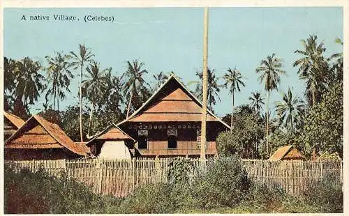 Indonesien Native Village Celebes Sulawesi House Vintage Postkarte
