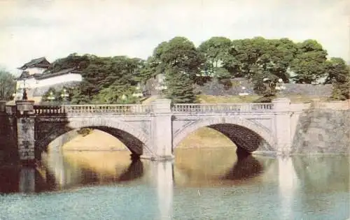 Tokyo Double Bridge Imperial Palace Vintage Postkarte