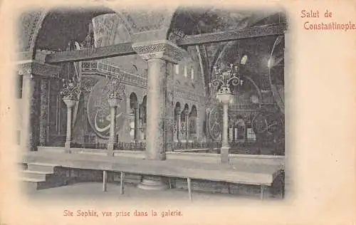 Türkei Istanbul Salut de Constantinople Hagia Sophia Moschee Innenraum Postkarte