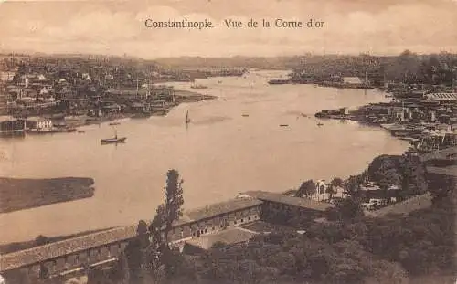 Türkei Istanbul Konstantinopel Golden Horn View Boote Vintage Postkarte