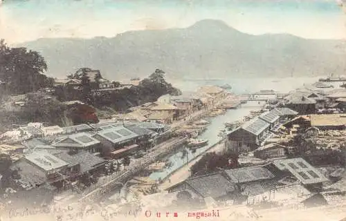 Japan 1906 Nagasaki General View Boote Vintage Postkarte