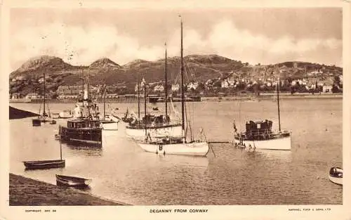 Wales 1938 Deganwy aus Conway Steamboats Harbor Vintage Postkarte