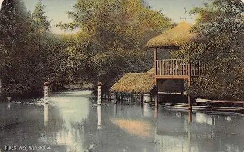 England 1908 River Wey Weybridge Vintage Postkarte
