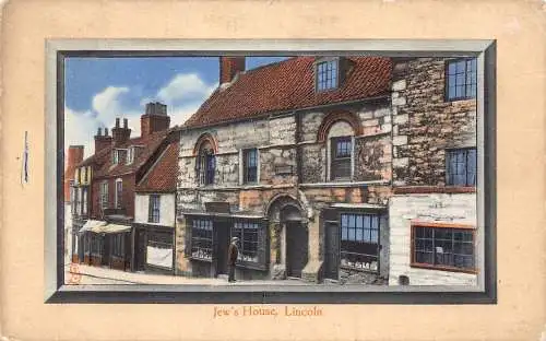 England Jew's House Lincoln Passepartout Vintage Postkarte