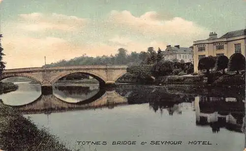 England Totnes Bridge und Seymour Hotel Vintage Postkarte