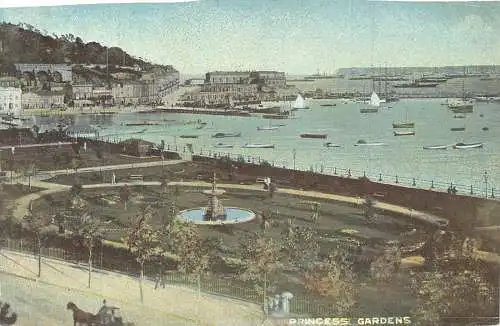 England Princess Gardens Boats Vintage Postkarte