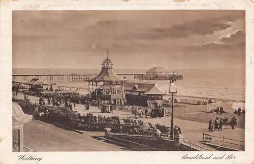 England Worthing Bandstand and Pier Vintage Postkarte