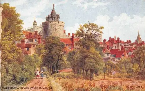 England The Curfew Tower Windsor Castle Art Vintage Postkarte