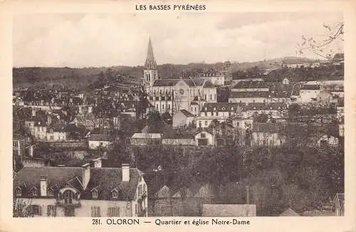 Frankreich Oloron Quarter et Eglise Notre-Dame Kirche Vintage Postkarte