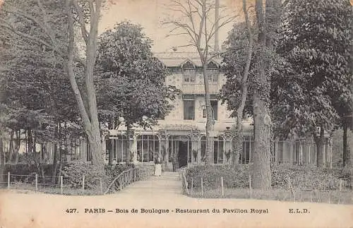 Frankreich 1909 Paris Bois de Boulogne Restaurant du Pavillon Royal Vintage Postkarte