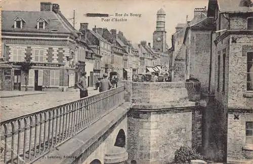 Frankreich Doullens Rue du Bourg Pont d'Authie Cafe Riquier Vintage Postkarte
