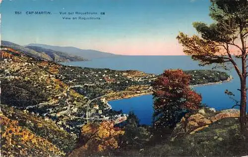 Frankreich Cap Martin Blick auf Roquebrune alte Postkarte.