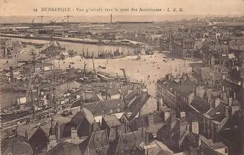 Frankreich 1925 Dunkerque Gesamtansicht des Quai des Americains Boats Postkarte