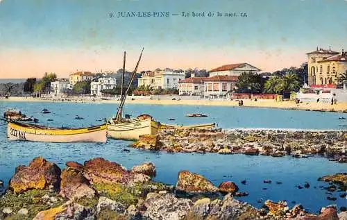 Frankreich Juan les Pins Bord de la Mer Boote Vintage Postkarte