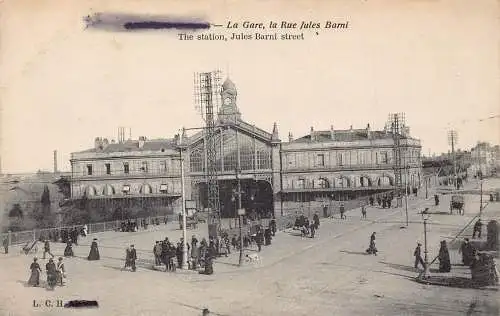 Frankreich Amiens Gare Bahnhof Rue Jules Barni Straße Vintage Postkarte